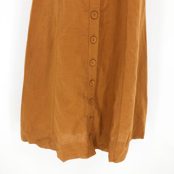 Madewell Womens Midi Dress 00 Brown Seamed Puff-Sleeve Button Front NK416 NWT - Picture 8 of 14
